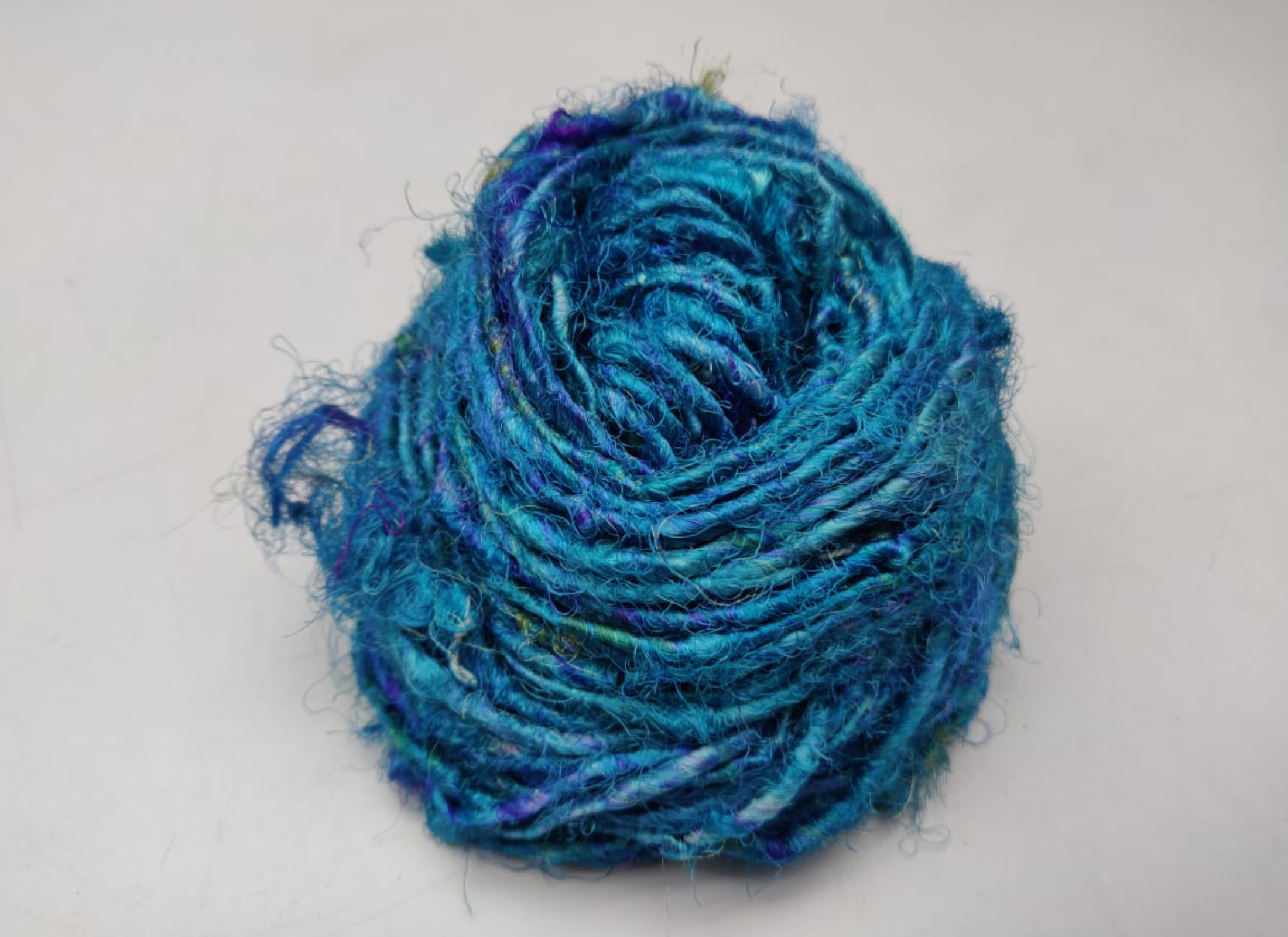 Recycled Sari Silk Yarn - Ocean Blue