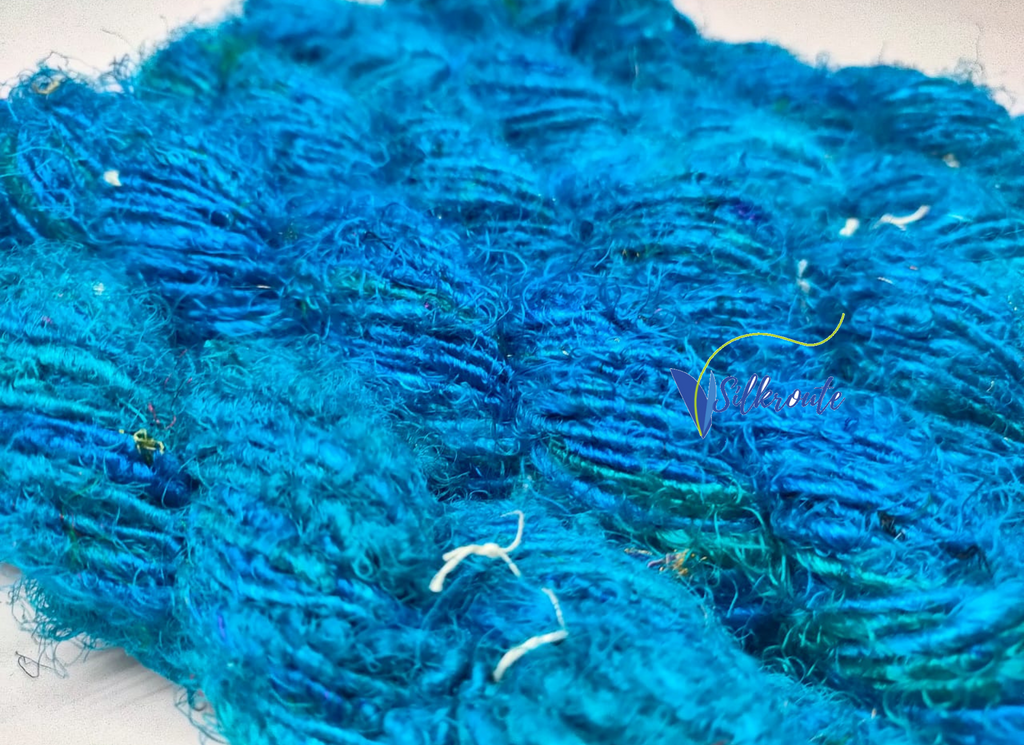 Recycled Sari Silk Yarn - Ocean Blue