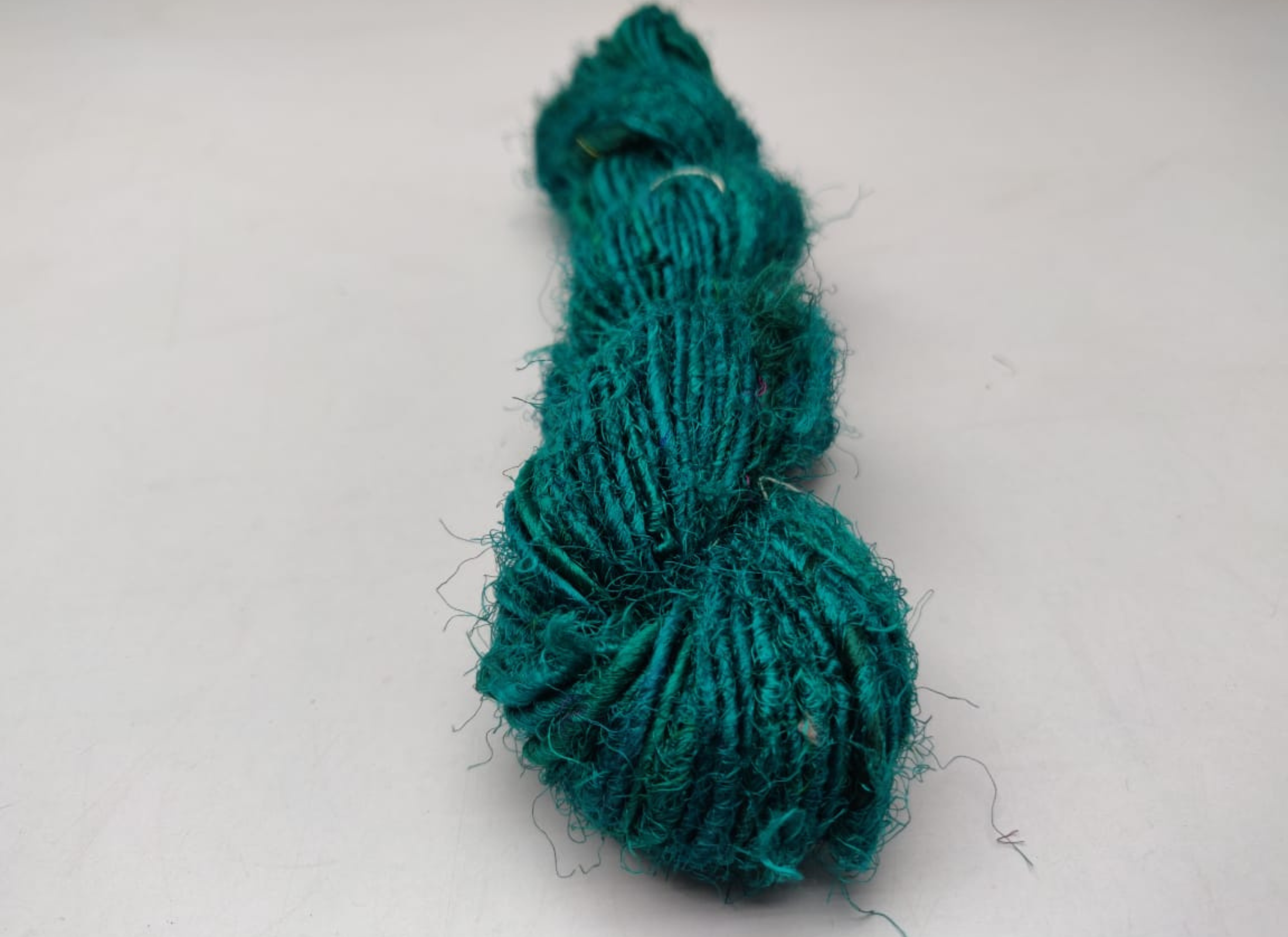 Recycled Sari Silk Yarn - TEAL