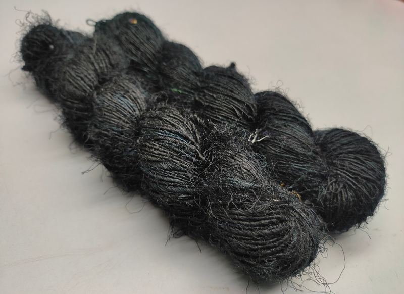 Recycled Sari Silk Yarn Prime - Black