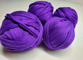Each of skein was hand dyed using professional dyes to avoid fading and color bleeding during future washing of your finished projects.  It was started with never worn t-shirts hand dyed and then cut them into 1 long piece of yarn. There are no knots or seams. Each of these are great for knitting, crocheting, weaving etc.