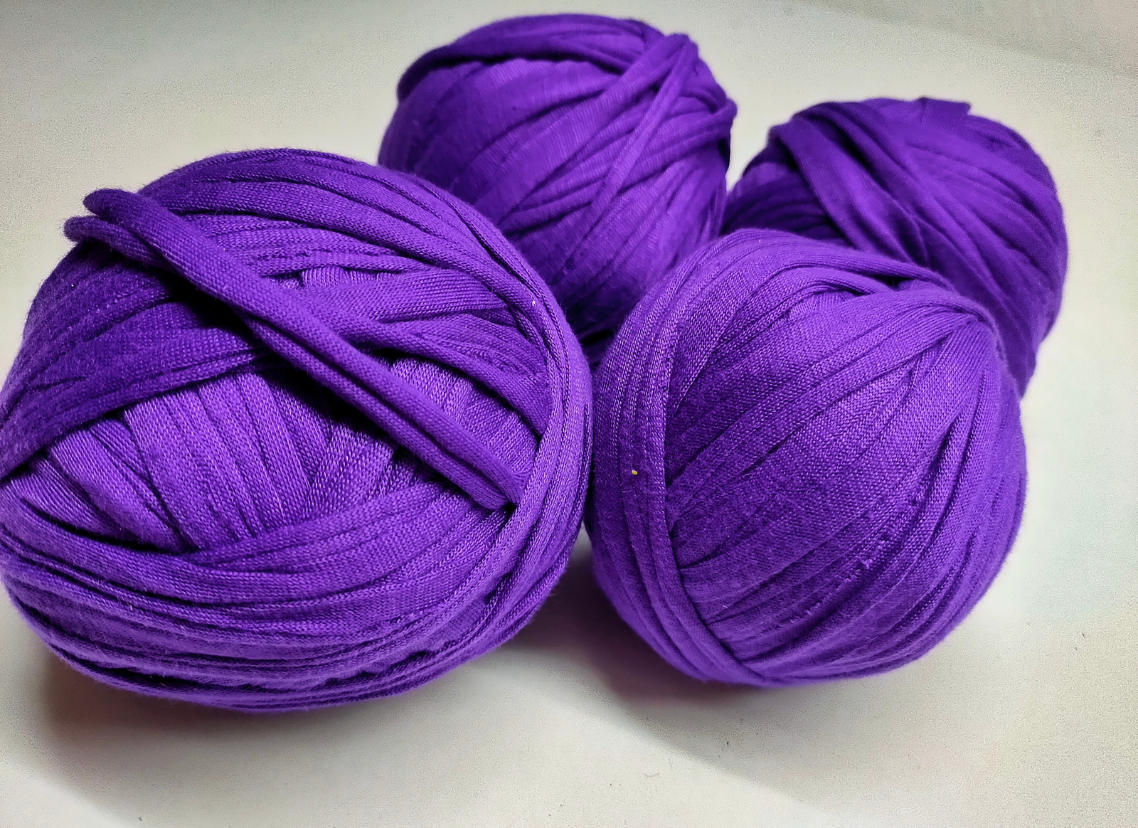 Each of skein was hand dyed using professional dyes to avoid fading and color bleeding during future washing of your finished projects.  It was started with never worn t-shirts hand dyed and then cut them into 1 long piece of yarn. There are no knots or seams. Each of these are great for knitting, crocheting, weaving etc.