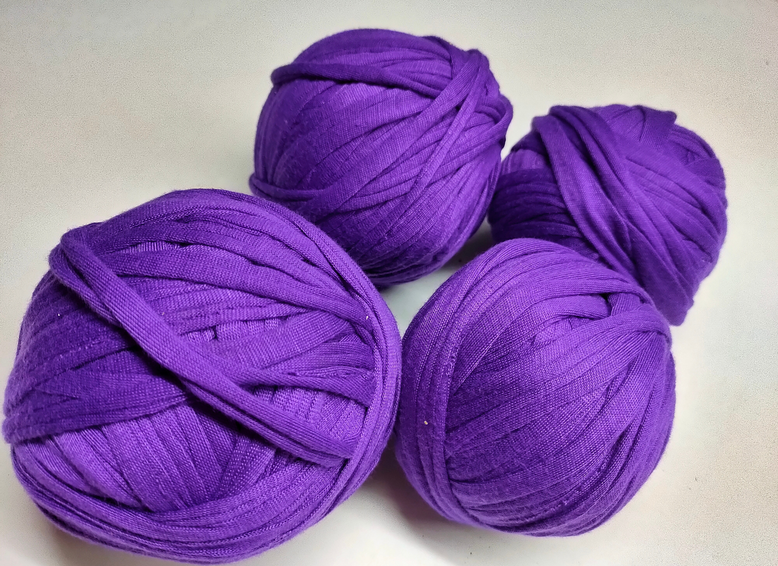 Each of skein was hand dyed using professional dyes to avoid fading and color bleeding during future washing of your finished projects.  It was started with never worn t-shirts hand dyed and then cut them into 1 long piece of yarn. There are no knots or seams. Each of these are great for knitting, crocheting, weaving etc.