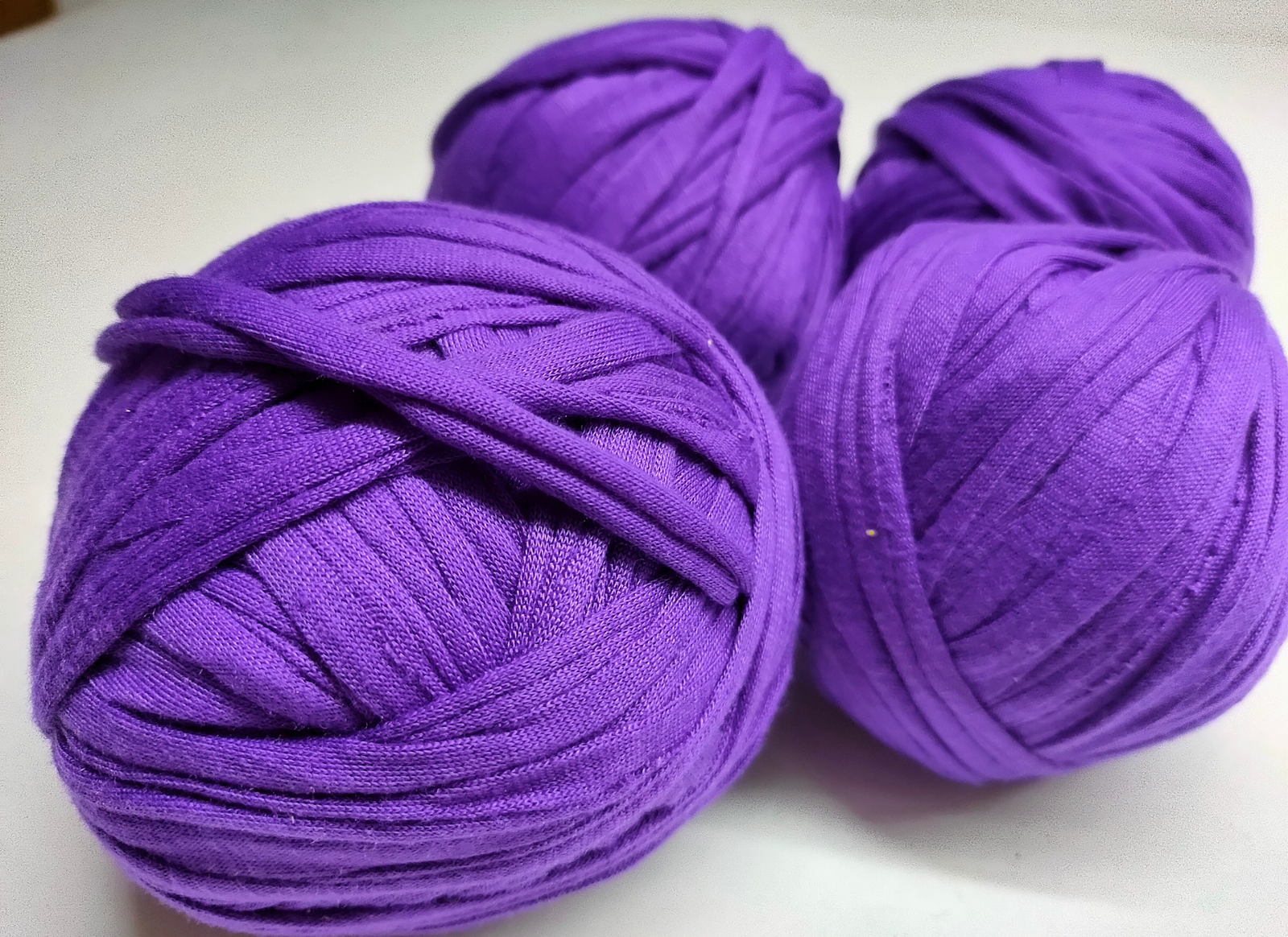 Each of skein was hand dyed using professional dyes to avoid fading and color bleeding during future washing of your finished projects.  It was started with never worn t-shirts hand dyed and then cut them into 1 long piece of yarn. There are no knots or seams. Each of these are great for knitting, crocheting, weaving etc. Tshirt Ribbon