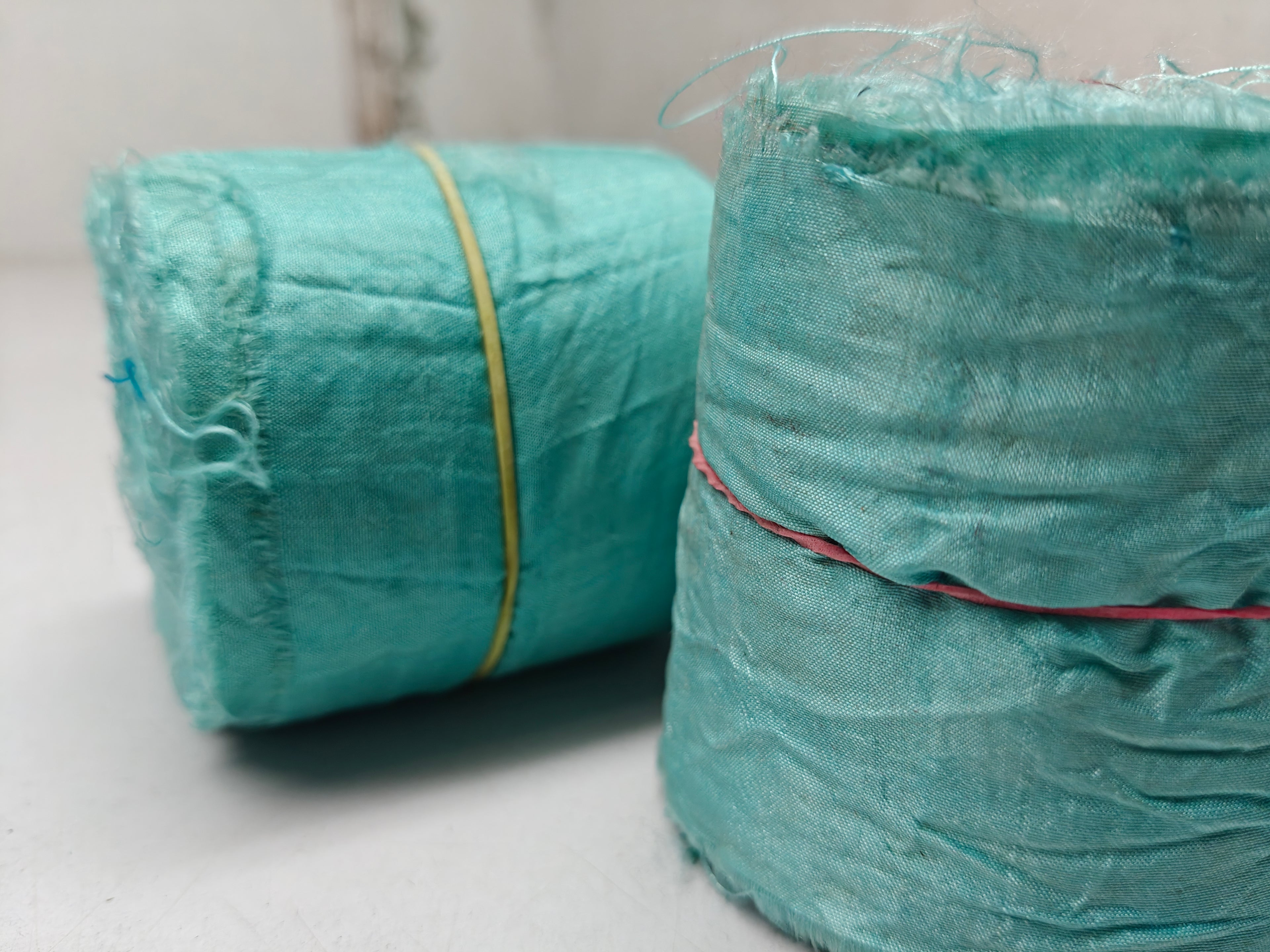 Recycled Sari Silk Ribbon Rolls 3 Inch - Torquiose