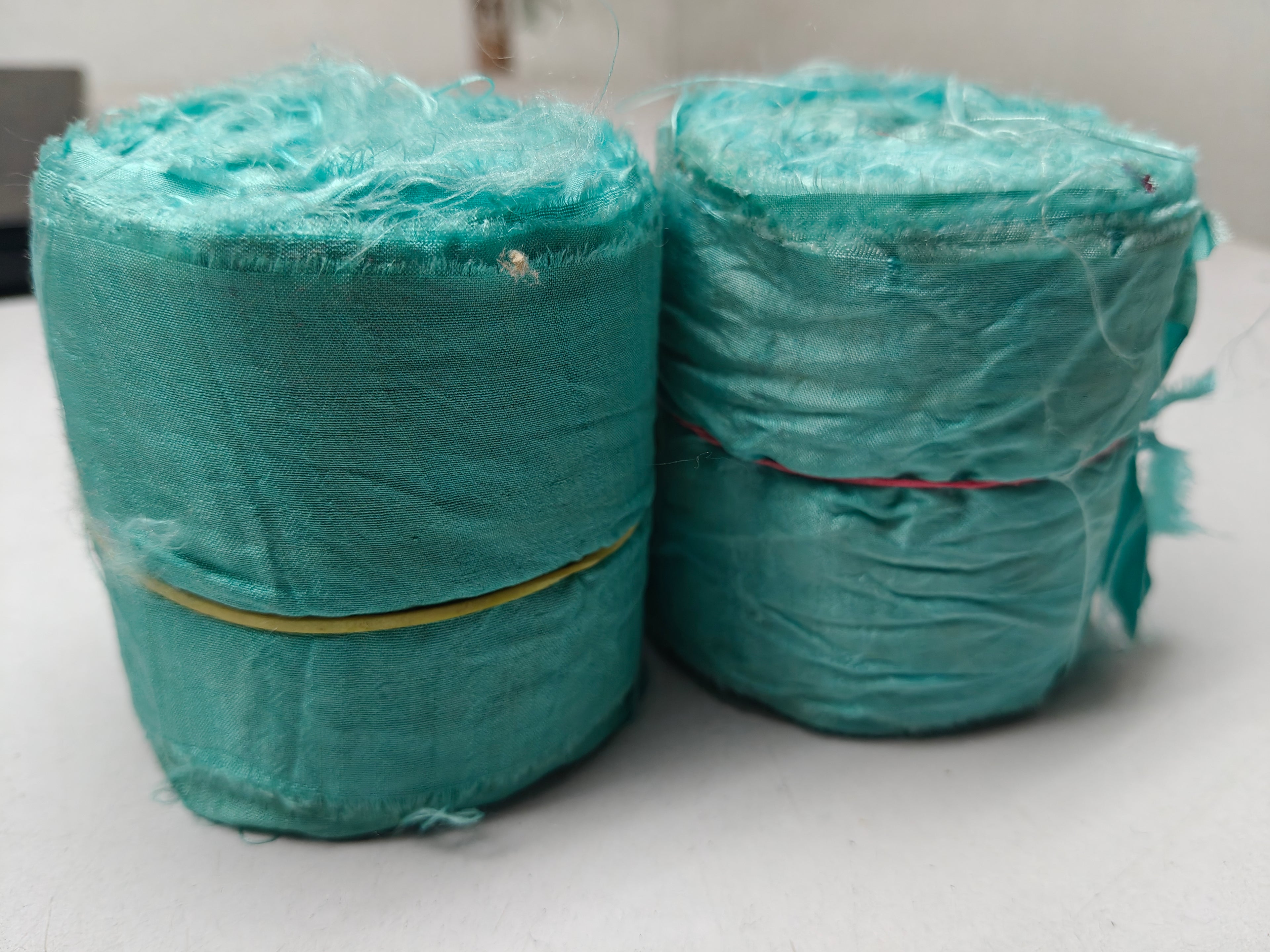 Recycled Sari Silk Ribbon Rolls 3 Inch - Torquiose