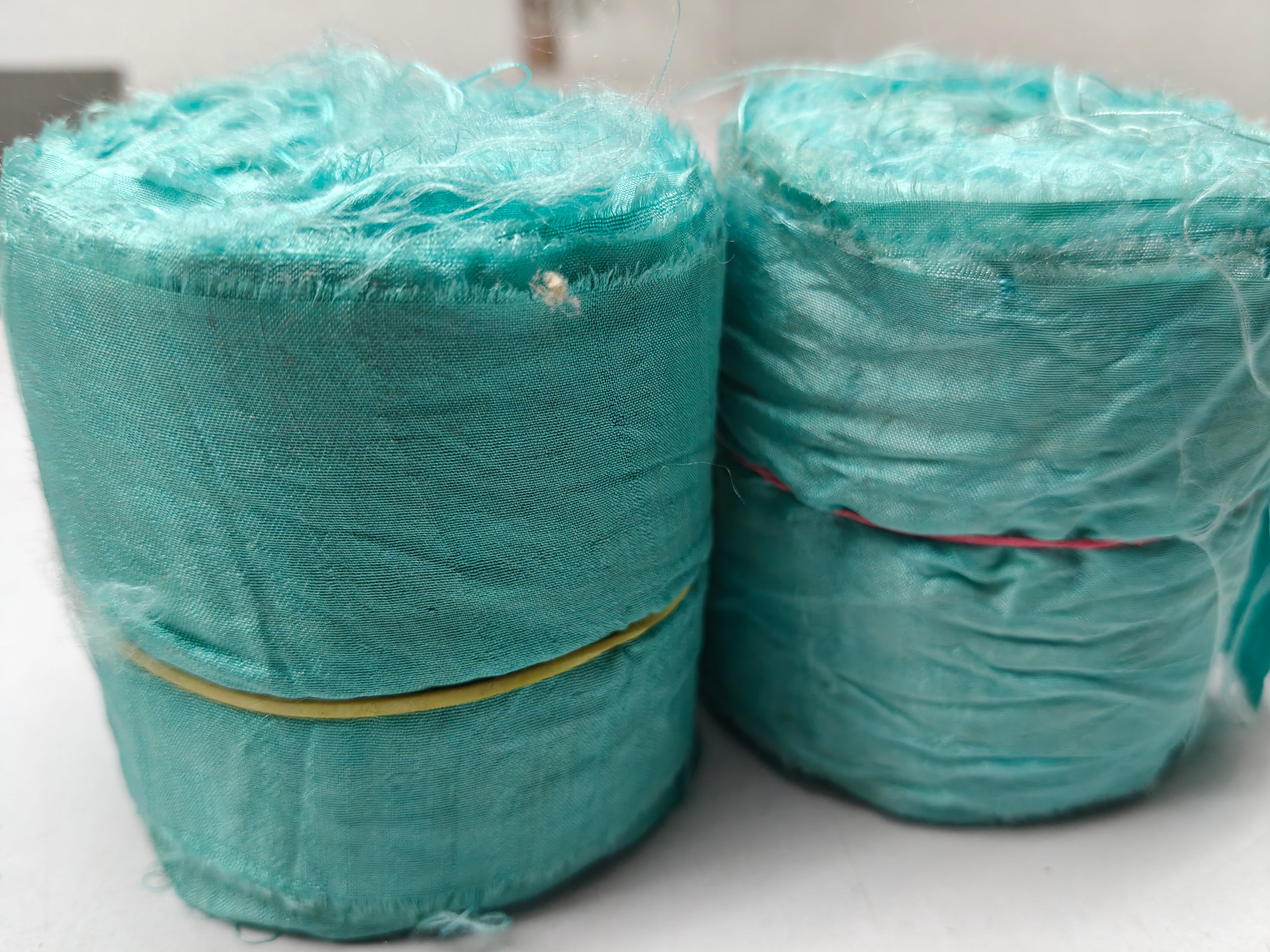 Recycled Sari Silk Ribbon Rolls 3 Inch - Torquiose