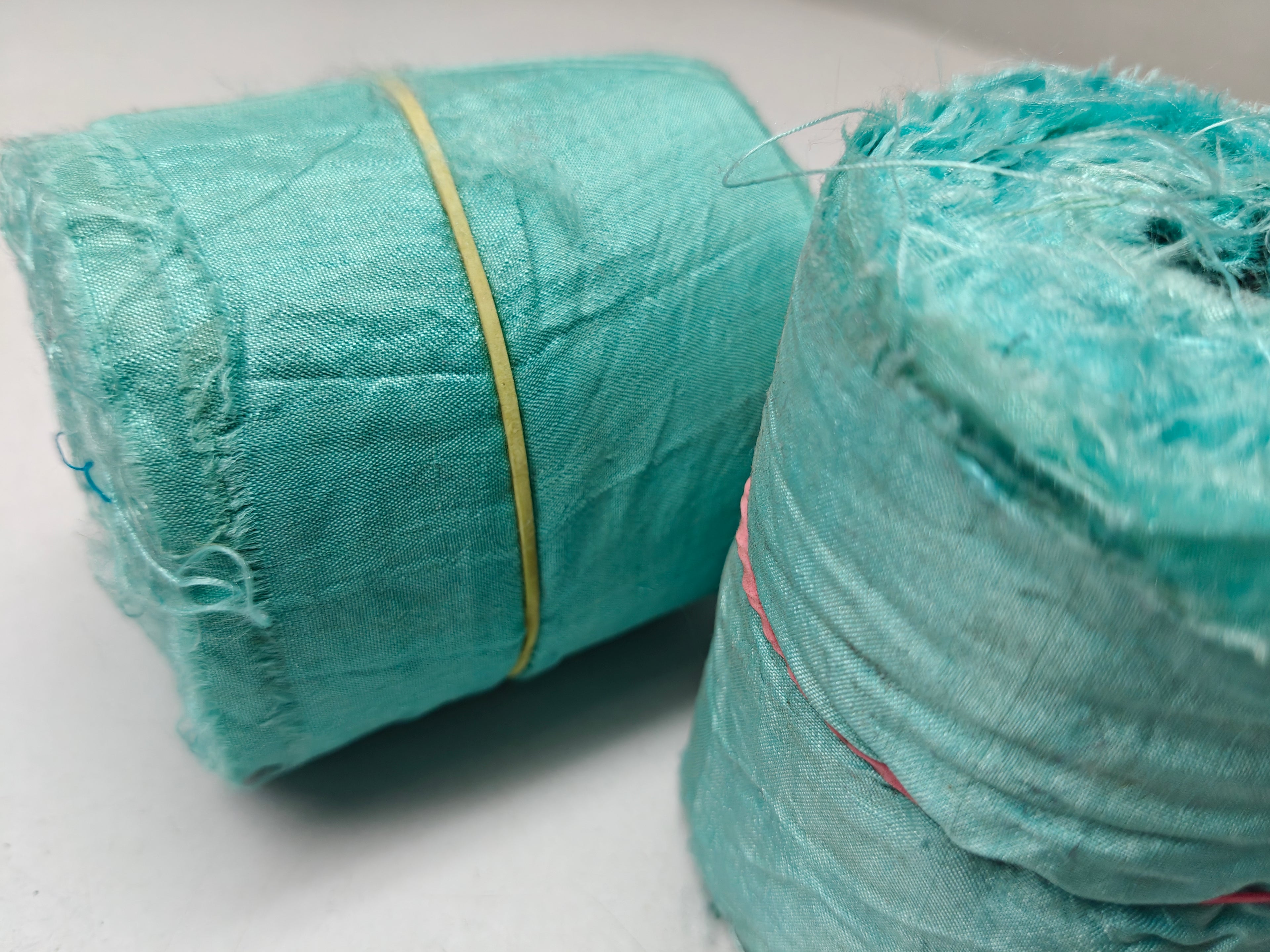 Recycled Sari Silk Ribbon Rolls 3 Inch - Torquiose