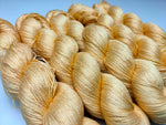 Mulberry Silk yarn (600 mts in 100gram) is a unique Silk Yarn ideal for Knitting. Mulberry Silk is very soft and shiny. It is Sock weight and is directly spun from the premium Mulberry Silk Tops. It is a yarn of Natural Protein Fiber. Mulberry Silk Yarn has compact structure, evenness, clean appearance, elegant luster, Good moisture-absorbing capability, good strength and elongation, with fine and soft fibers. It is useful for Weaving and Knitting.