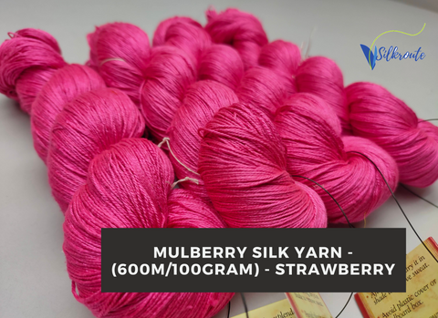 Mulberry Silk Yarn - 600M/100Gr. - Strawberry - SilkRouteIndia