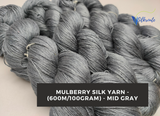 Mulberry Silk Yarn - 600M/100G - Mid Gray - SilkRouteIndia