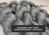 Mulberry Silk Yarn - 600M/100G - Mid Gray - SilkRouteIndia