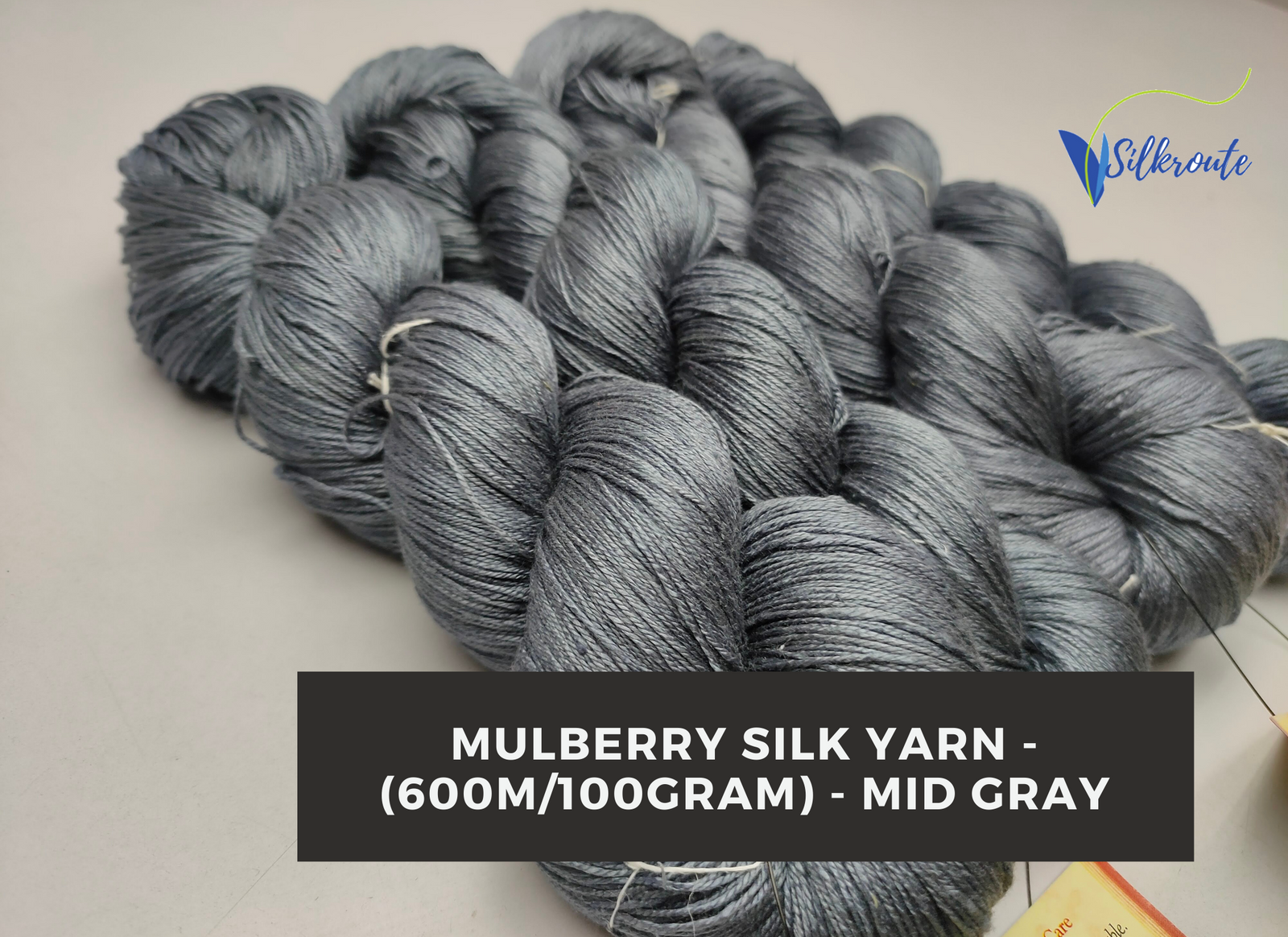 Mulberry Silk Yarn - 600M/100G - Mid Gray - SilkRouteIndia