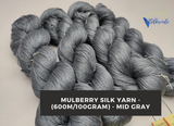 Mulberry Silk Yarn - 600M/100G - Mid Gray - SilkRouteIndia