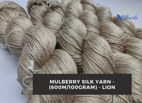 Mulberry Silk Yarn - 600M/100Gram - Lion - SilkRouteIndia