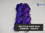 Recycled Sari Silk Ribbon - Indigo - SilkRouteIndia