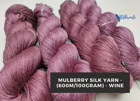 Mulberry Silk Yarn - 600M/100Gram - Wine - SilkRouteIndia