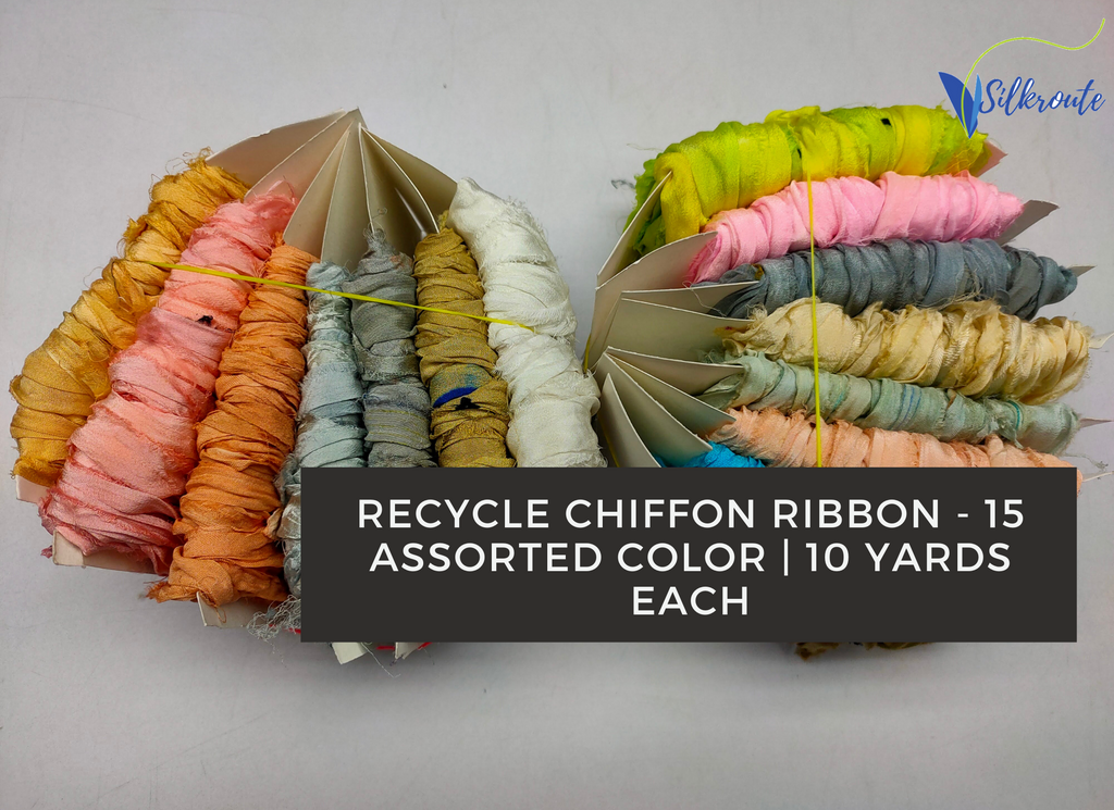 Handmade Recycled Sari Silk Chiffon Ribbon Yarn — Revolution Fibers