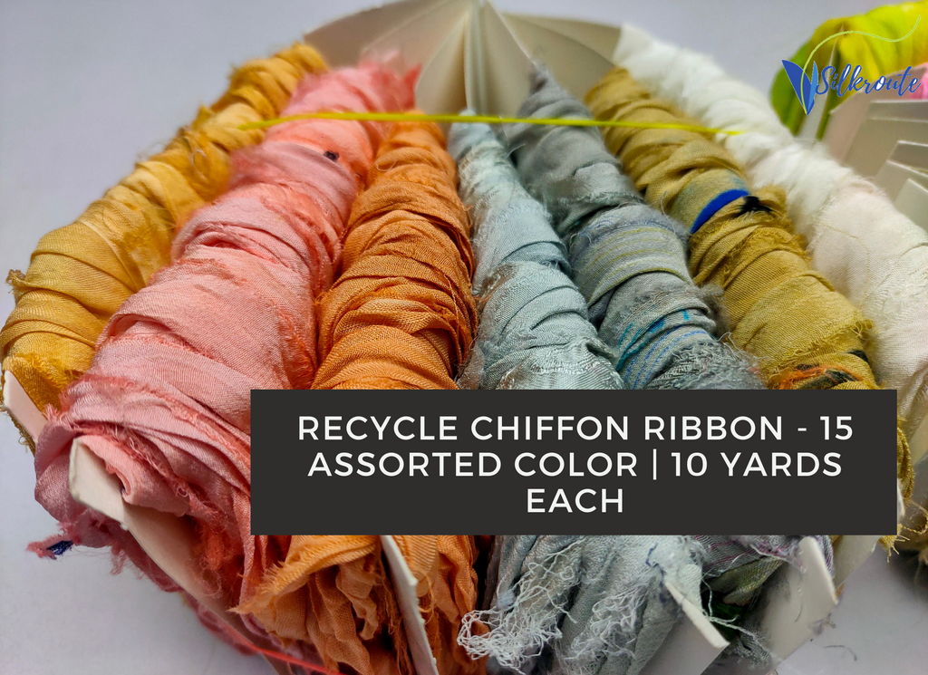 Handmade Recycled Sari Silk Chiffon Ribbon Yarn — Revolution Fibers