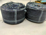 Recycled Denim Ribbon -1.5" Wide Geometric Print - SilkRouteIndia