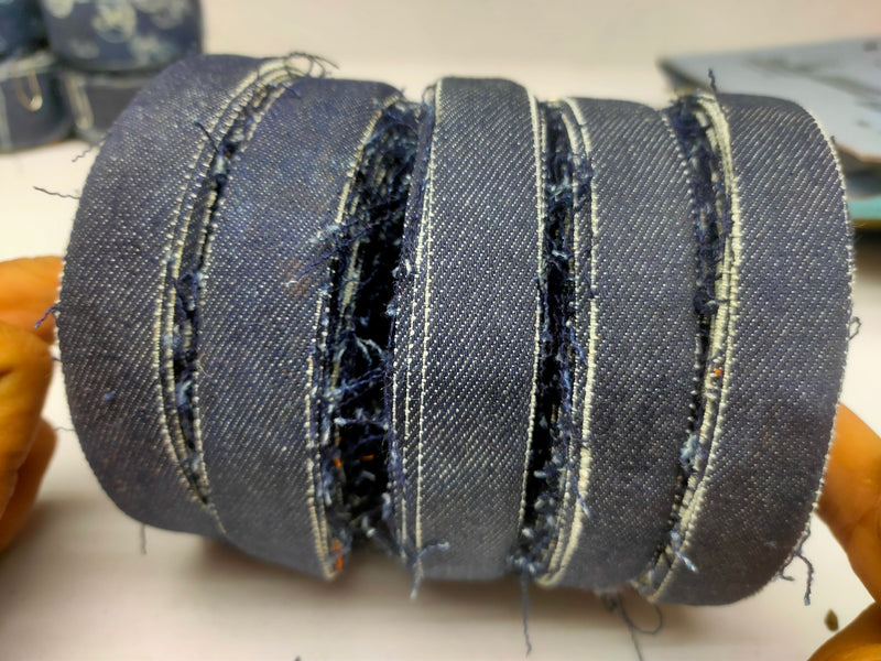 Recycled Denim Ribbon - Half Inch