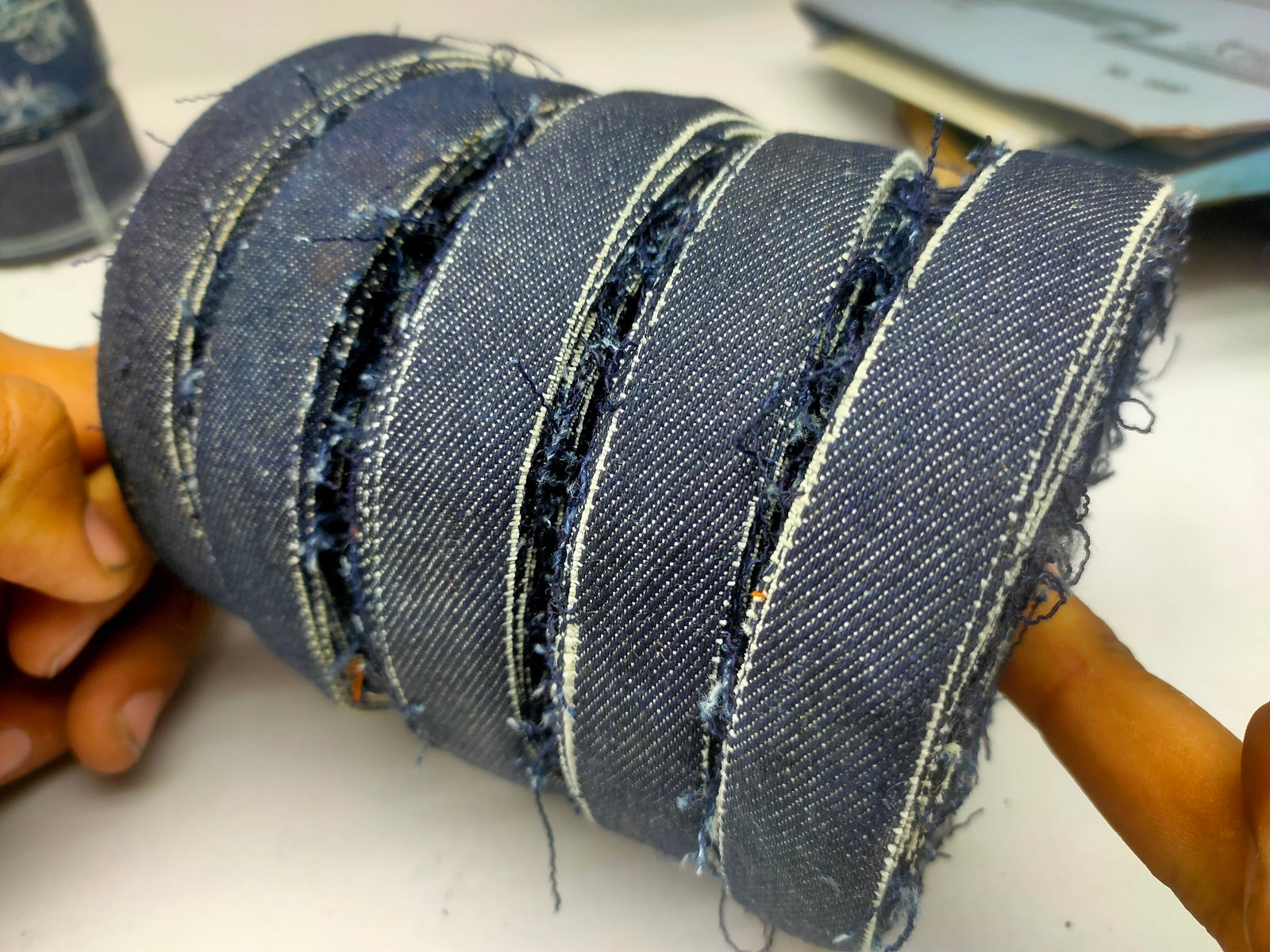 Recycled Denim Ribbon - Half Inch - SilkRouteIndia