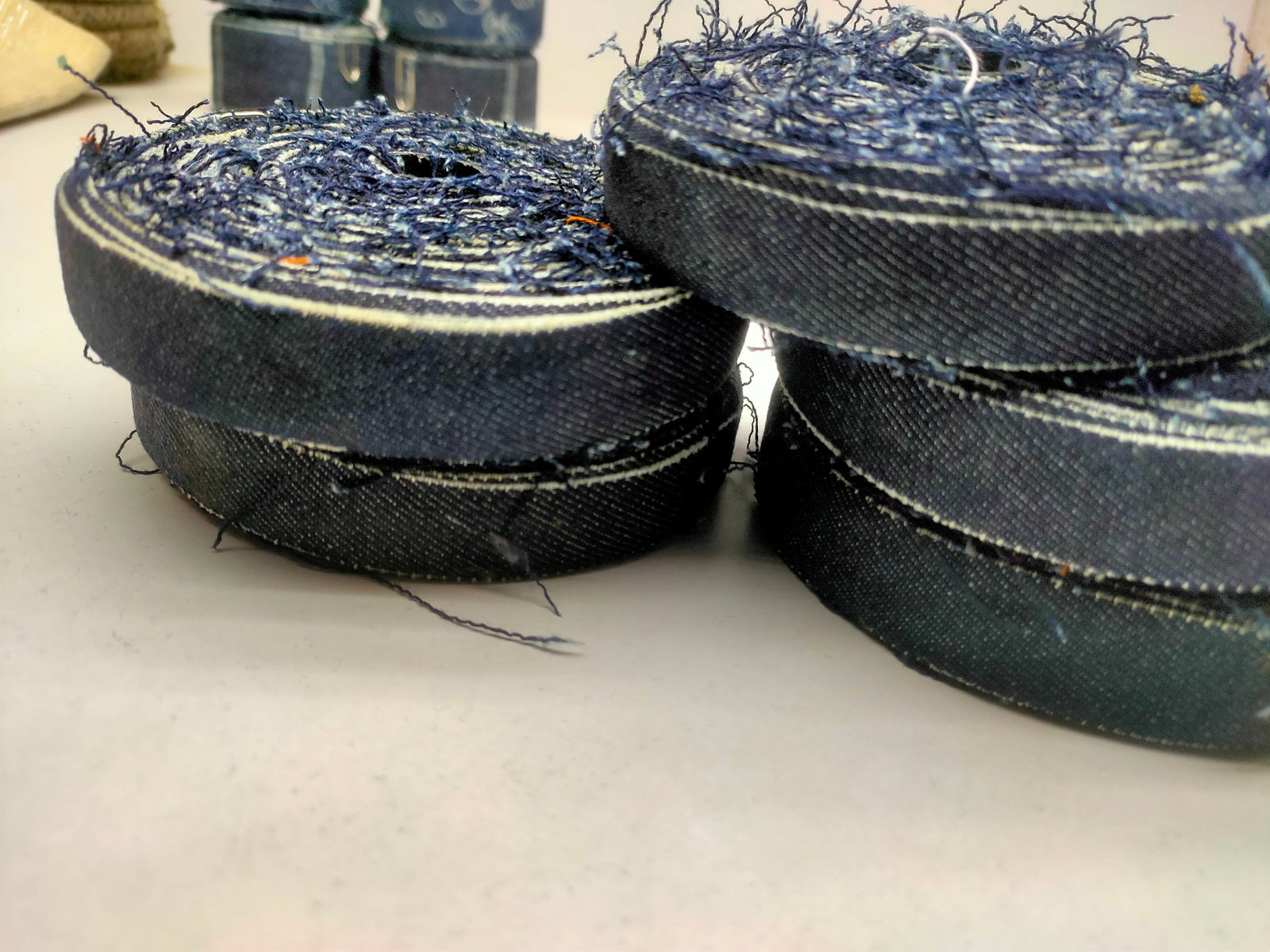 Recycled Denim Ribbon - Half Inch - SilkRouteIndia