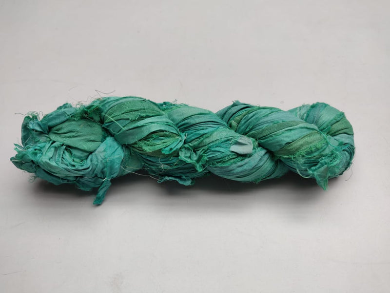 Recycled Sari Silk Ribbon - Jade