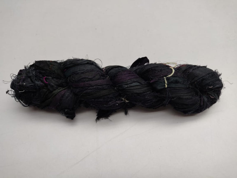 Recycled Sari Silk Ribbon - Jet Black