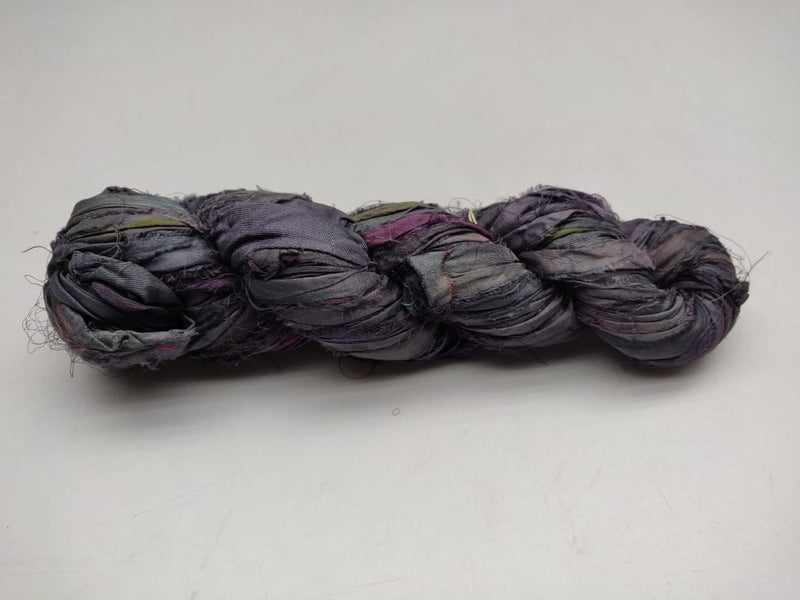 Recycled Sari Silk Ribbon - Smoke