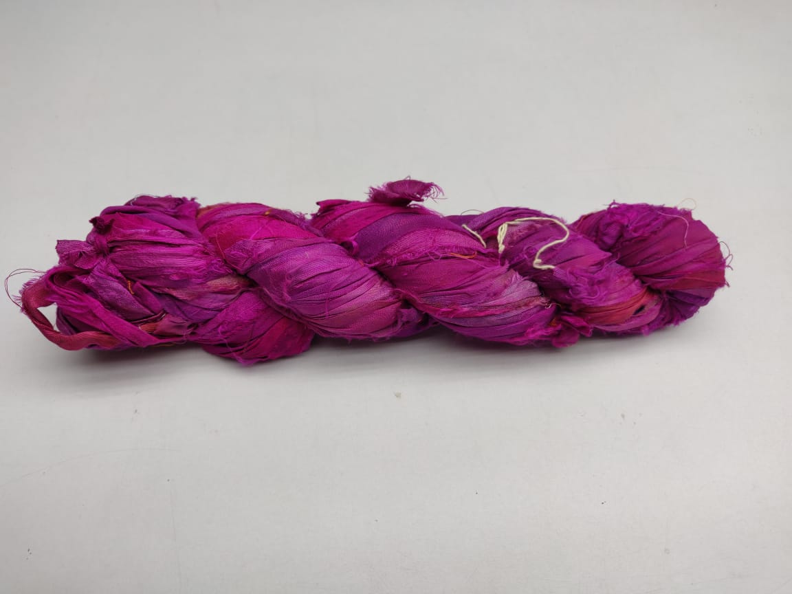 Recycled Sari Silk Ribbon - BubbleGum - SilkRouteIndia