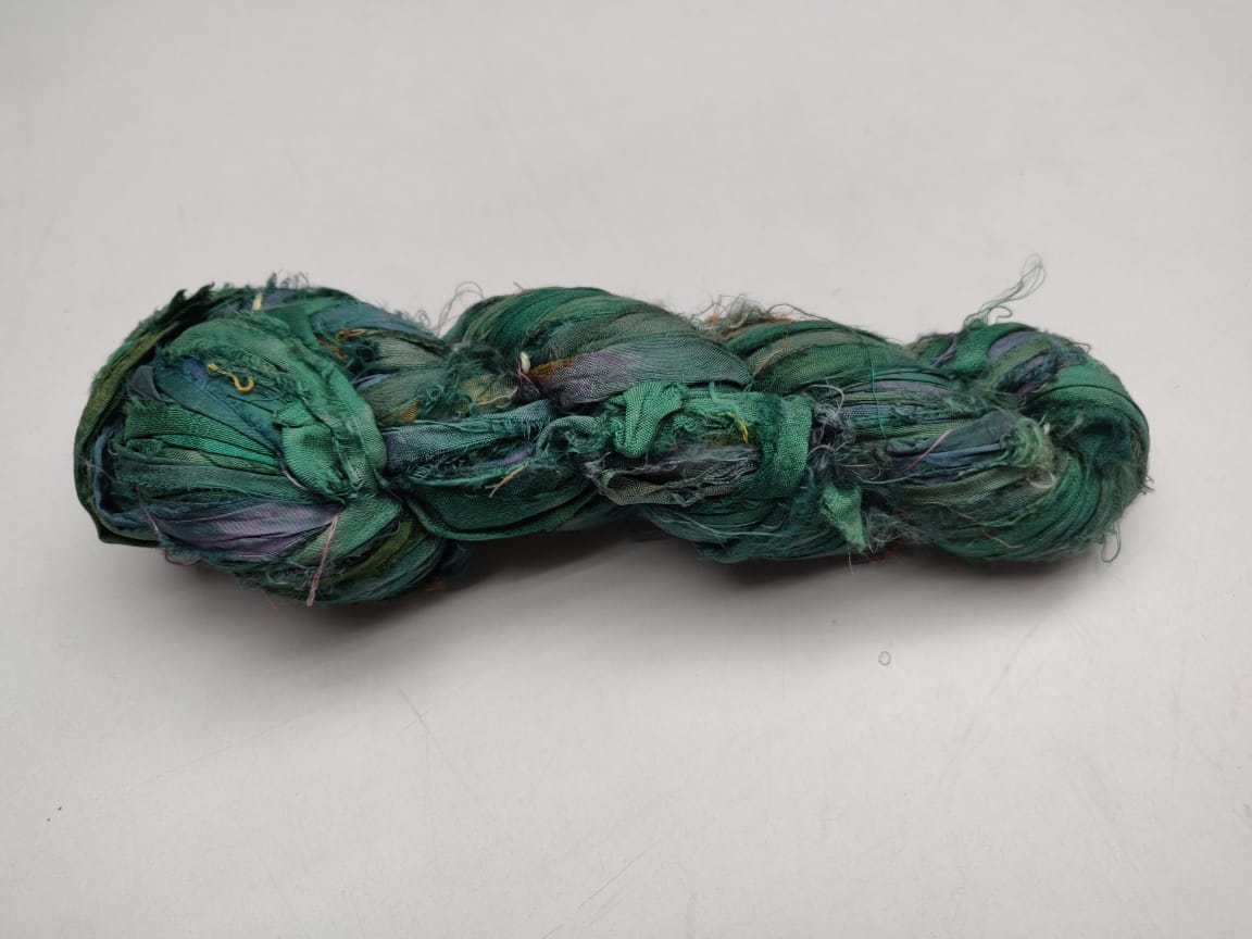 Recycled Sari Silk Ribbon - Leaf - SilkRouteIndia