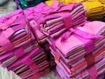 Fat Quarter - Pink - SilkRouteIndia The perfect Fat Quarter for your next quilting, Cushion, Bedsheet or patchwork assignment. These fabric squares are handmade from Recycle Sari Silk, by the artisans in our co-ops in India.