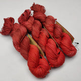 Mulberry Yarn 250M/100gr - Crimson is a unique Silk Yarn ideal for Knitting. Alia Silk is very soft and shiny. It is Duke weight and is directly spun from the premium Mulberry Silk Tops. It is a yarn of Natural Protein Fiber. Alia Silk Yarn has compact structure, evenness, clean appearance, elegant luster, Good moisture-absorbing capability, good strength and elongation, with fine and soft fibers. It is Useful for Weaving and Knitting.