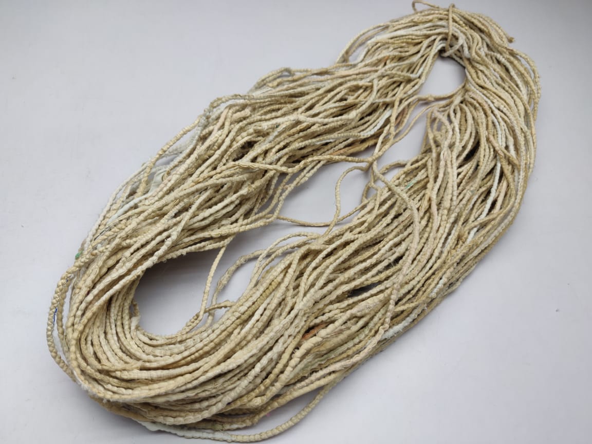 Cording Sari Silk Ribbon - Multicolor - SilkRouteIndiaCording Sari Silk Ribbon - Multicolor - SilkRouteIndiaFair Trade Recycled Lurex Hemmed Cording Sari Silk Ribbon yarn. Very sparkling! Made from Recycled Sari silk Ribbon which is the by-product of colorful saris that women wear in India. It is the loose ends of saris collected from industrial mills in India that is torn in stripes and sewn end to end to make beautiful and colorful ribbons. The vibrant colors and unique texture of these silk fabric, the s