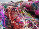 Sari Silk Waste Batts - Multicolor - SilkRouteIndia - Roving Fiber