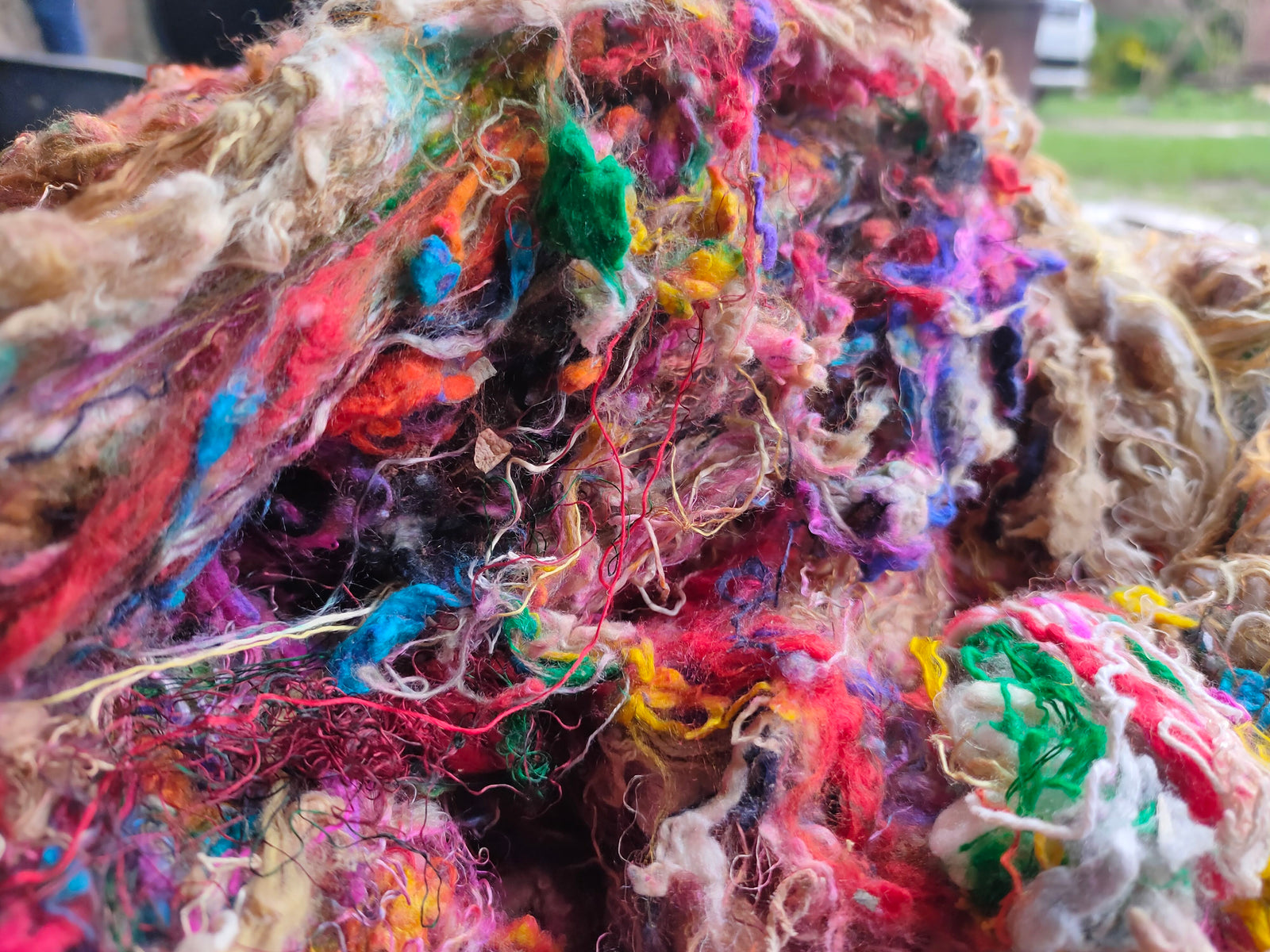 Recycled Sari Silk waste Batts are the strongest natural fibers and is spun into a wonderful yarn used for knitting and weaving! The Silk Batts have a lovely draping quality. The batts is a smooth filament and the fabric out of it is comfortable against the skin. Silk is a natural protein fiber. Silk Batts are well known for its shine, lustre and tensile strength. This fiber is recycled and carded or processed into roving or batts form. This fiber is created as a byproduct of Sari production in India.