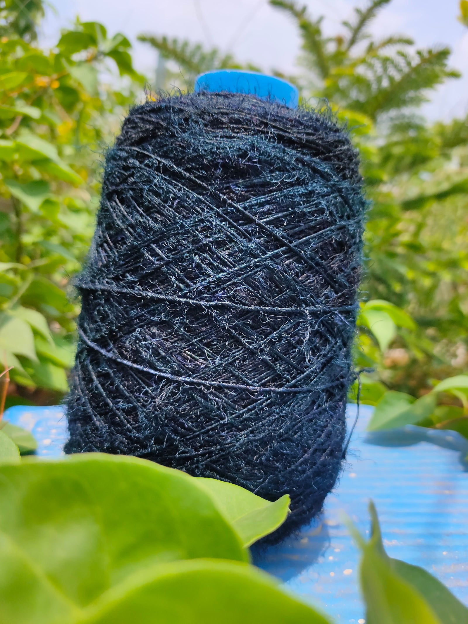 Recycled Sari Silk Yarn Prime - Black - SilkRouteIndia