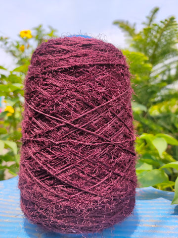 Recycled Sari Silk Yarn Prime - Deep Maroon - SilkRouteIndia