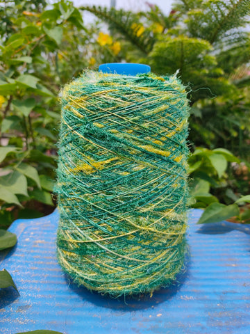 Recycled Sari Silk Yarn Prime - Yellow Forest - SilkRouteIndia