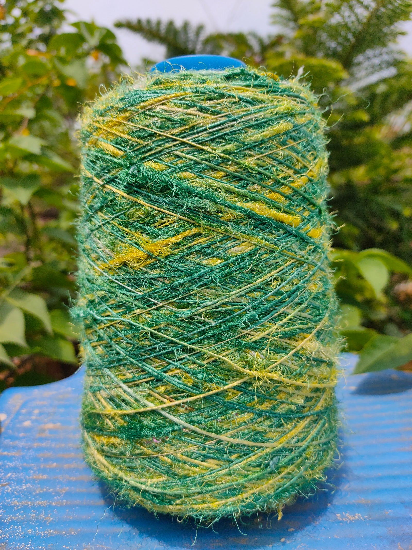 Recycled Sari Silk Yarn Prime - Yellow Forest - SilkRouteIndia
