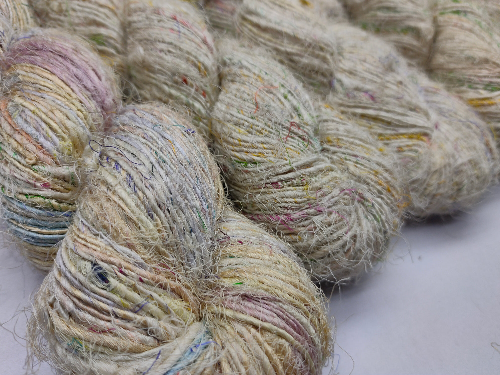 Recycled Sari Silk Yarn Prime Cream Patches - SilkRouteIndia