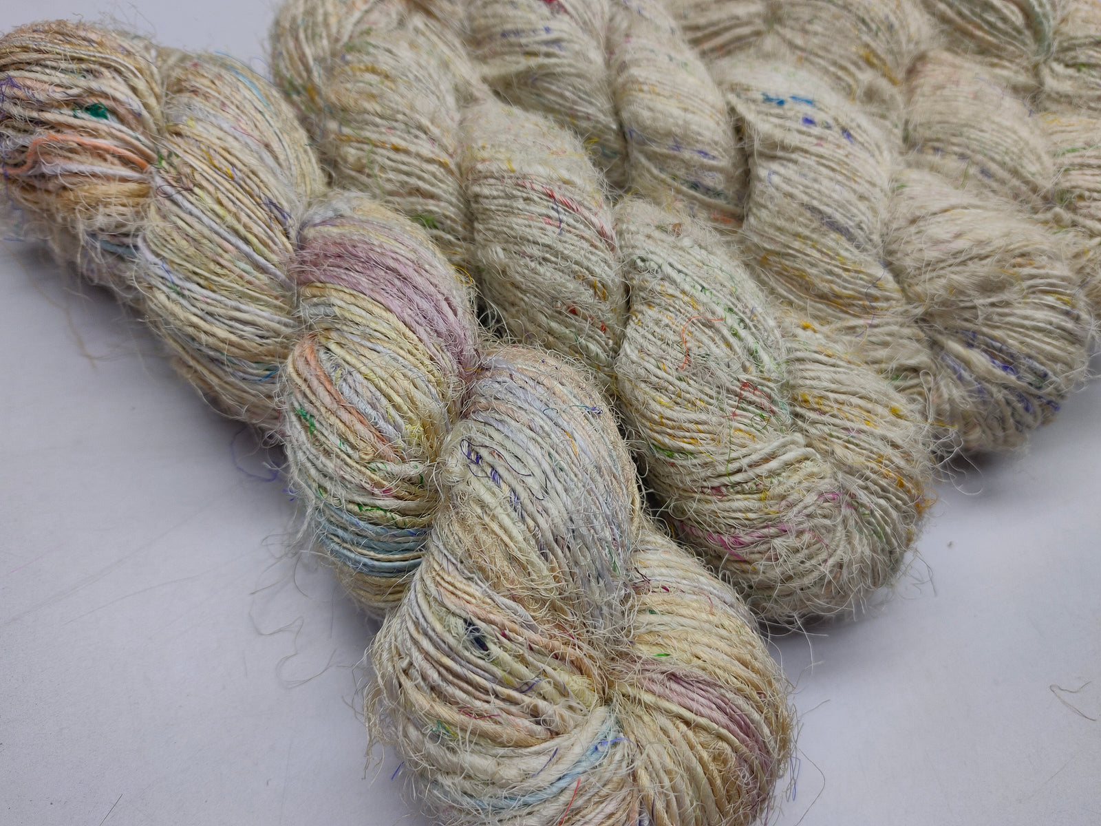 Recycled Sari Silk Yarn Prime Cream Patches - SilkRouteIndia