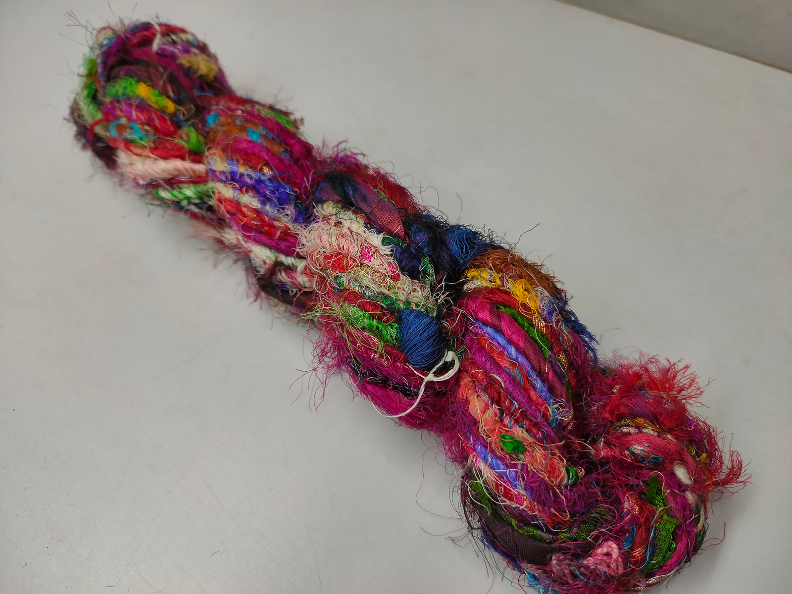 Recycled Sari Silk Yarn - Carded - SilkRouteIndia