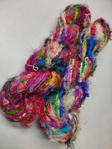 Recycled Sari Silk Yarn - Carded - SilkRouteIndia