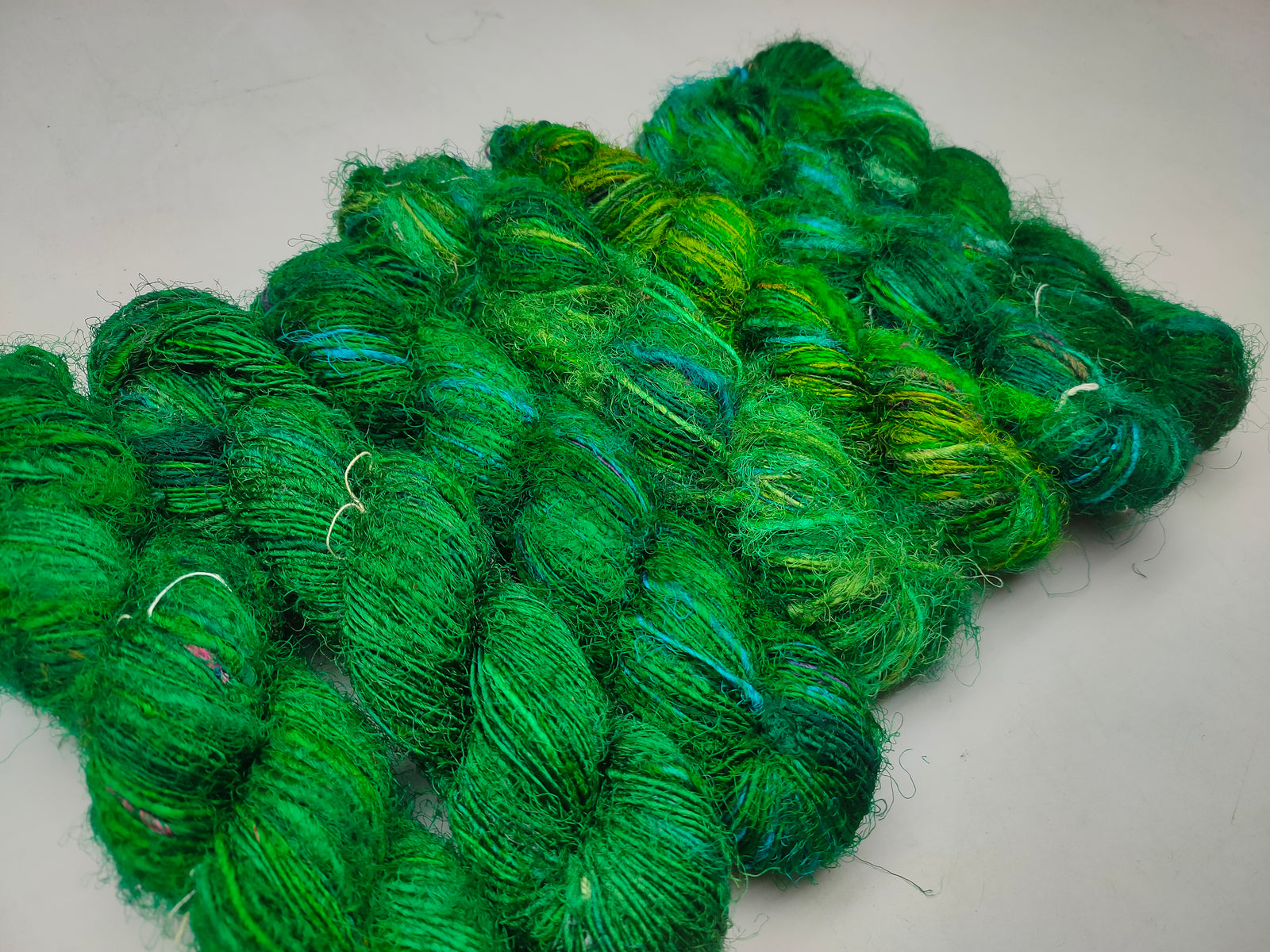 Recycled Sari Silk Yarn Prime Green - SilkRouteIndia