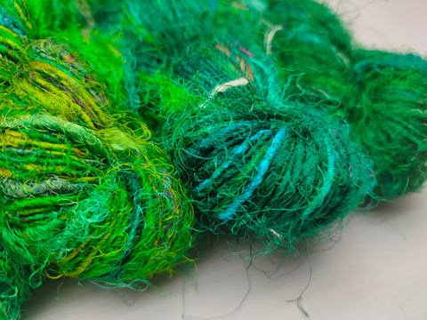 Recycled Sari Silk Yarn Prime Green - SilkRouteIndia