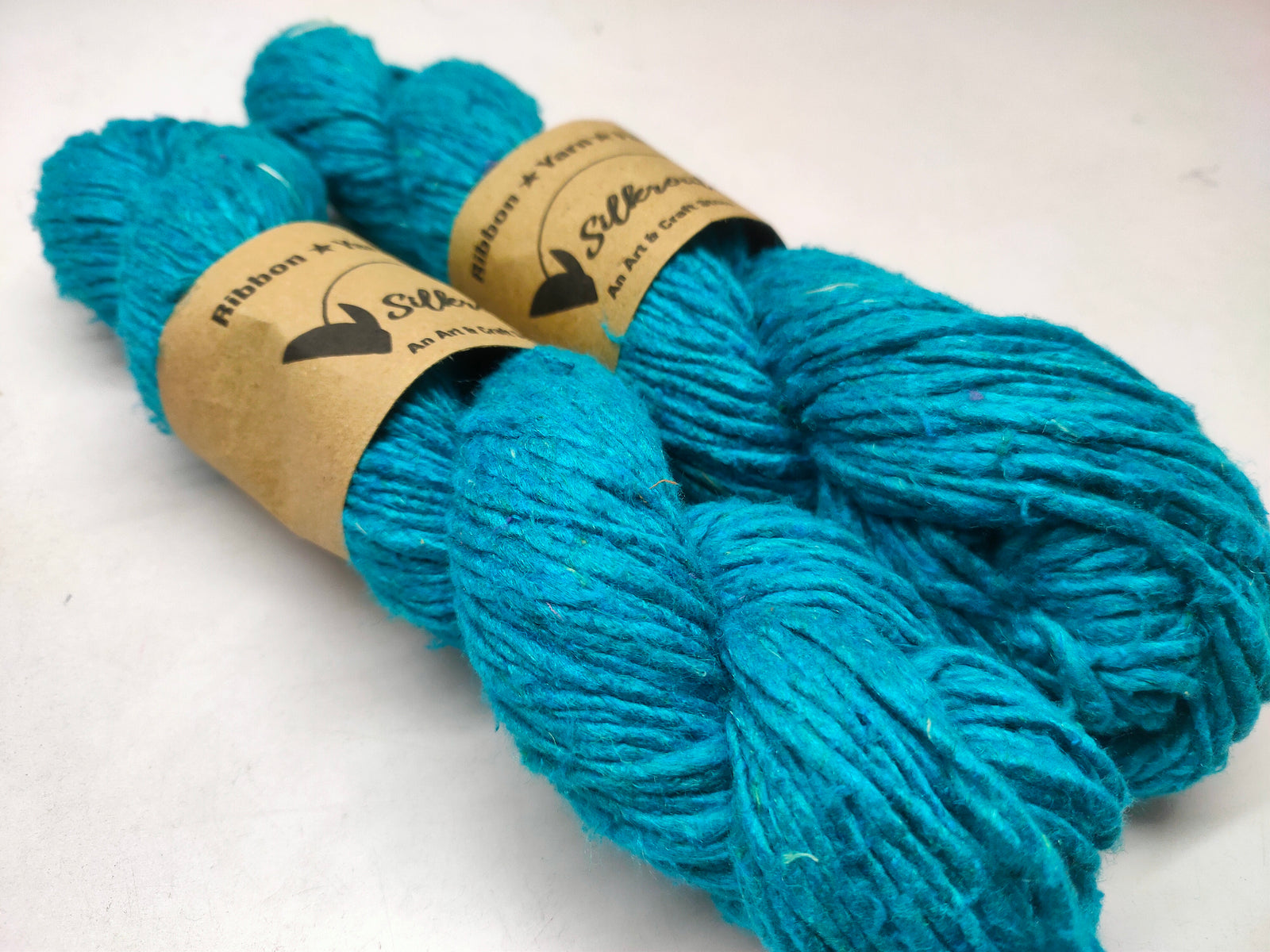 Noil Silk Yarn Sea Blue - SilkRouteIndia