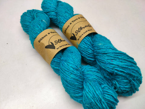 Noil Silk Yarn Sea Blue - SilkRouteIndia