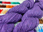Noil Silk Yarn Purple - SilkRouteIndiaSilk Noil Yarn is made from the short fibers of the cocoon from combing of silk and is very soft in nature. This has alook of wool, feel of soft cotton and a luxury of Silk. Ideally used for Weaving, Knitting and Crocheting proje